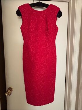 Calvin Klein Red Sleeveless Midi Sheath Dress